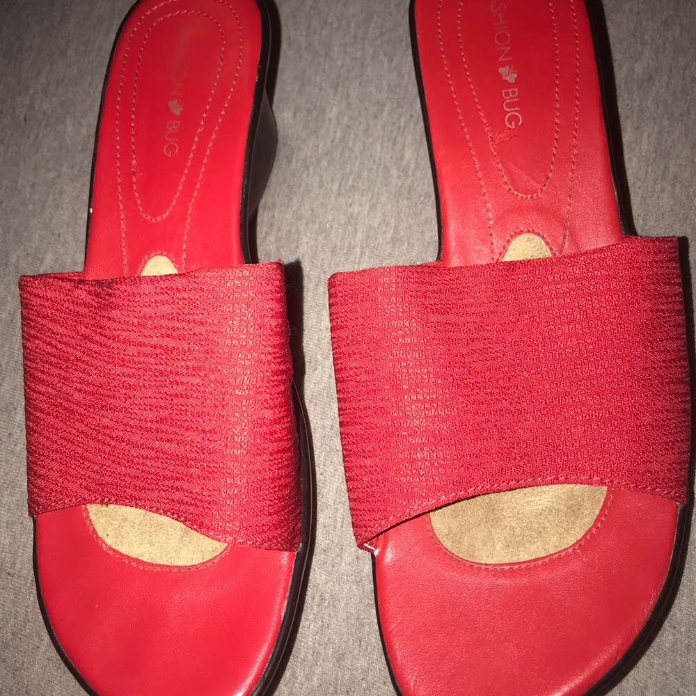 Fashion Bug size 10 Red Sandal Open Toed Heels